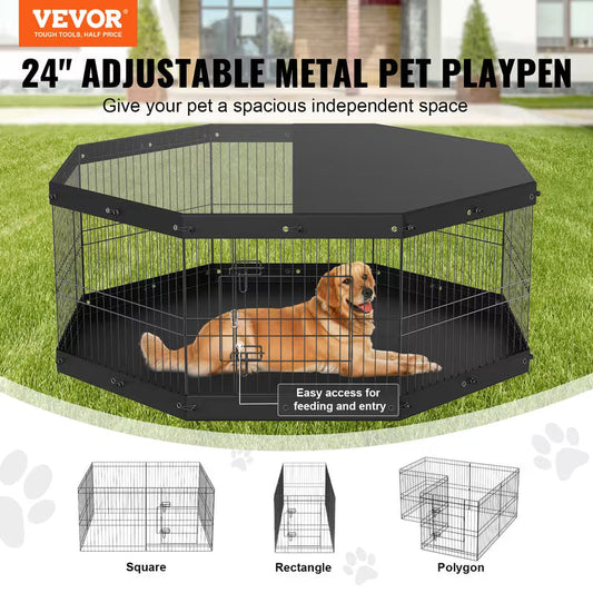 Pawjo 60 cm justerbar metal kravlegård til hunde
