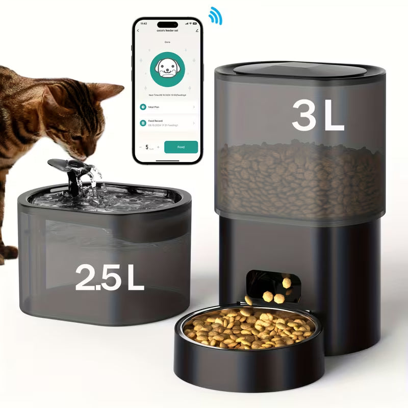 Pawjo Smart Wi-Fi Automatic Pet Feeder & Wireless Water Fountain Set