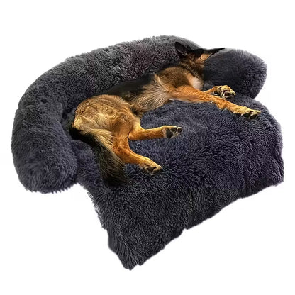 Pawjo Waterproof Plush Pet Bed with Curved Headrest & Non-Slip Base