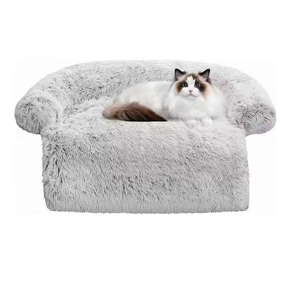 Pawjo Waterproof Plush Pet Bed with Curved Headrest & Non-Slip Base