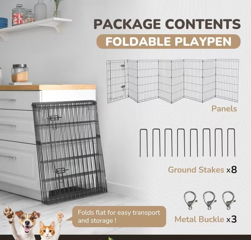 Pawjo foldbar legegård til kæledyr med låge