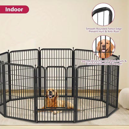 Pawjo 76 cm kraftig metalhundegård med dør (indendørs og udendørs brug)