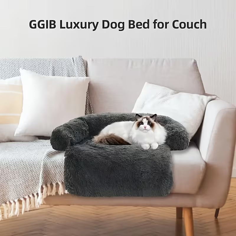 Pawjo Waterproof Plush Pet Bed with Curved Headrest & Non-Slip Base