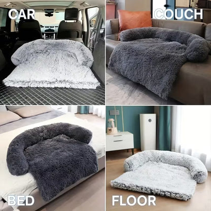 Pawjo Waterproof Plush Pet Bed with Curved Headrest & Non-Slip Base