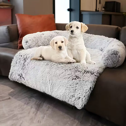 Pawjo Waterproof Plush Pet Bed with Curved Headrest & Non-Slip Base