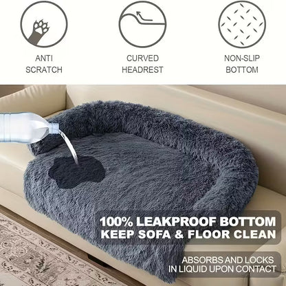 Pawjo Waterproof Plush Pet Bed with Curved Headrest & Non-Slip Base