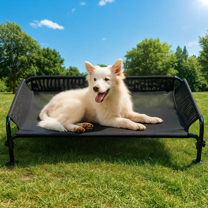 Pawjo™ kølende, hævet hundeseng med åndbart net og rækværk
