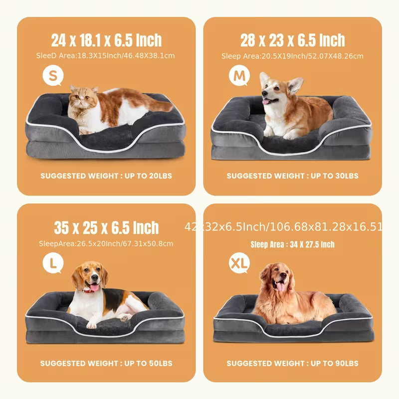 PawJo ortopædisk hundeseng af memory foam med vaskbart betræk