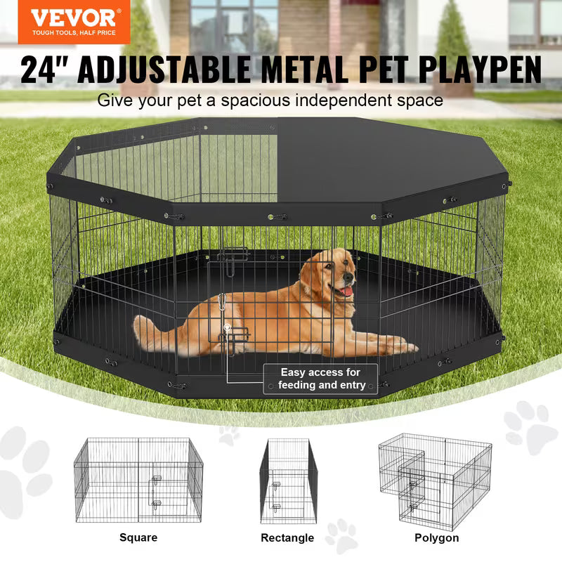 Pawjo 60 cm justerbar metal kravlegård til hunde