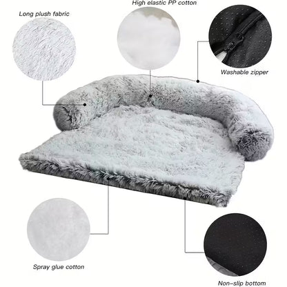 Pawjo Waterproof Plush Pet Bed with Curved Headrest & Non-Slip Base