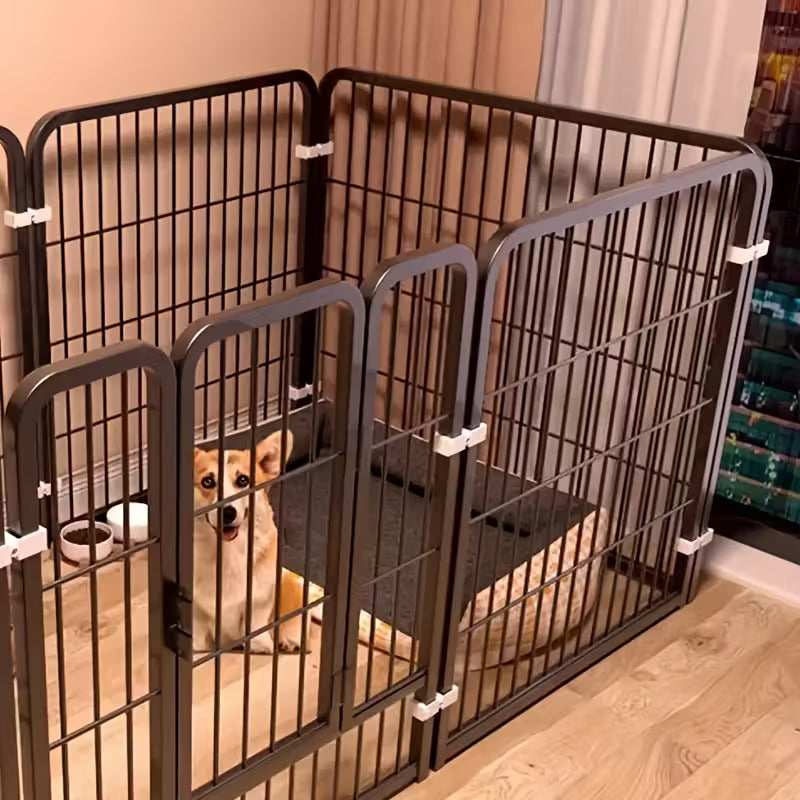 Pawjo 3-zoners indendørs hundeleg og træningsindhegning i rustfrit stål 