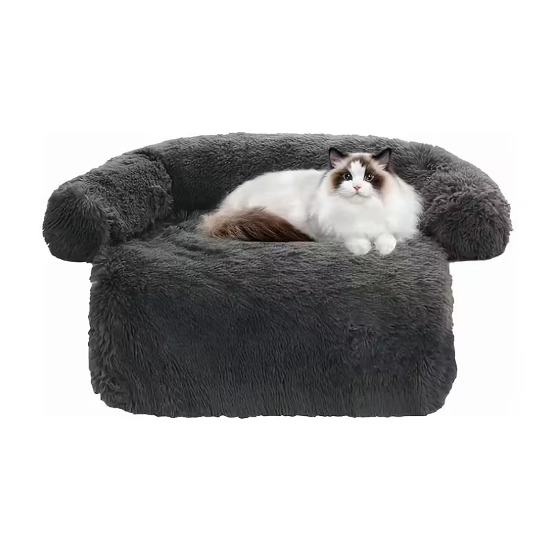 Pawjo Waterproof Plush Pet Bed with Curved Headrest & Non-Slip Base