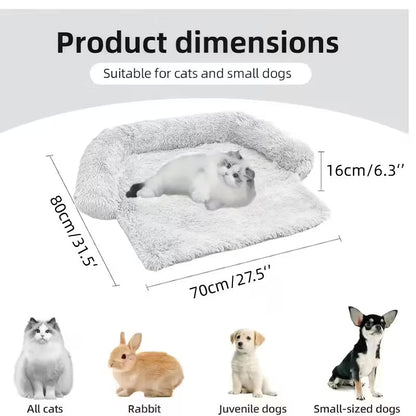 Pawjo Waterproof Plush Pet Bed with Curved Headrest & Non-Slip Base