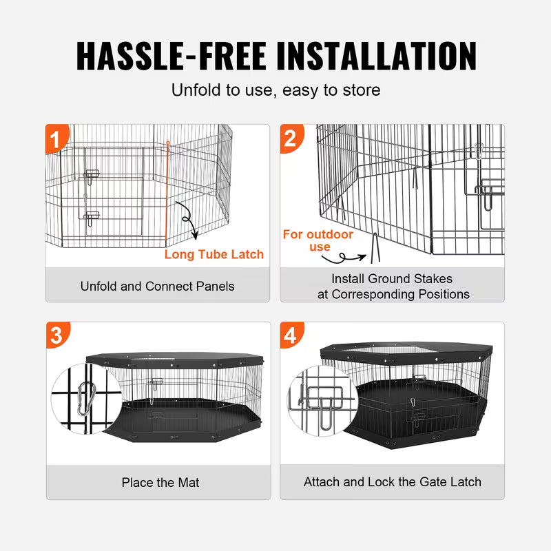 Pawjo 60 cm justerbar metal kravlegård til hunde