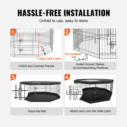 Pawjo 60 cm justerbar metal kravlegård til hunde
