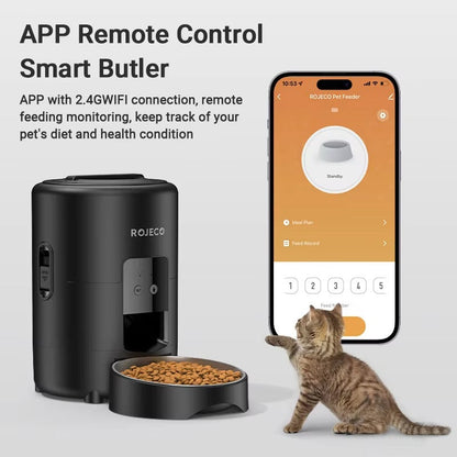 Pawjo 2L Smart WiFi Kæledyrsfoderautomat med fjernbetjening via app og præcis portionering