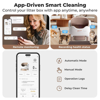 Pawjo Smart Selvrensende Kattebakke med App-styring 
